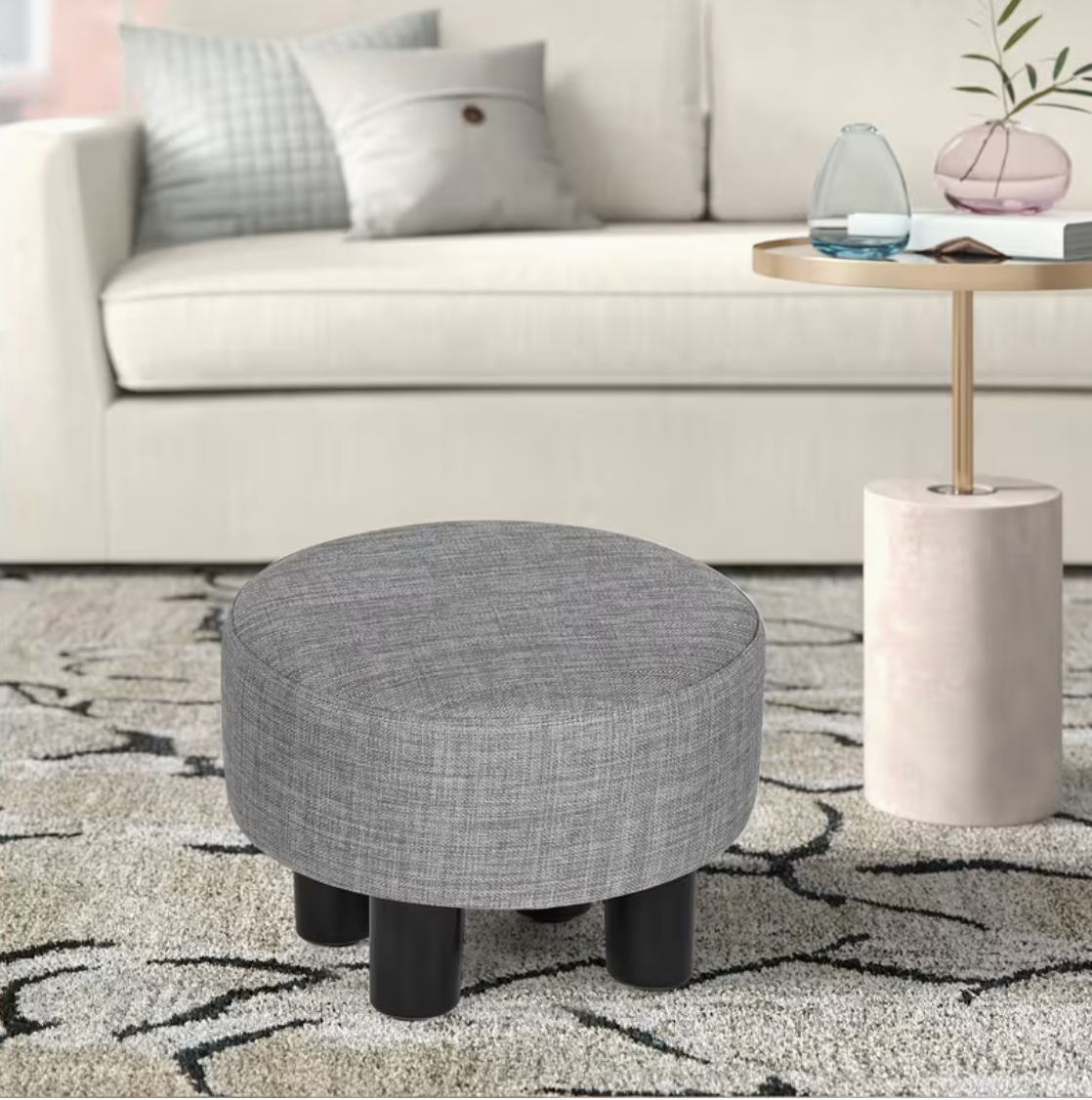 Grey Stool Black Legs